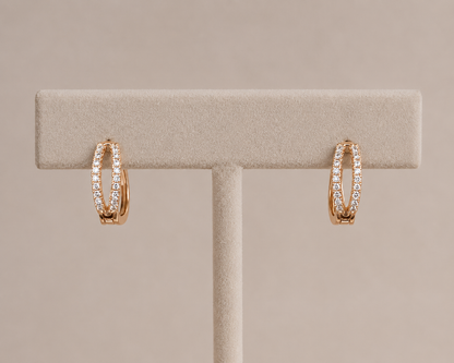 American Diamond Rose Gold Delicate Bali Earrings