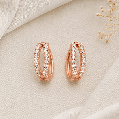 American Diamond Rose Gold Delicate Bali Earrings