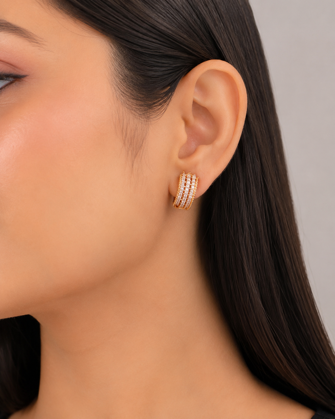 Buy 1 Get 1 Free -American Diamond Rose Gold Fancy Delicate Bali