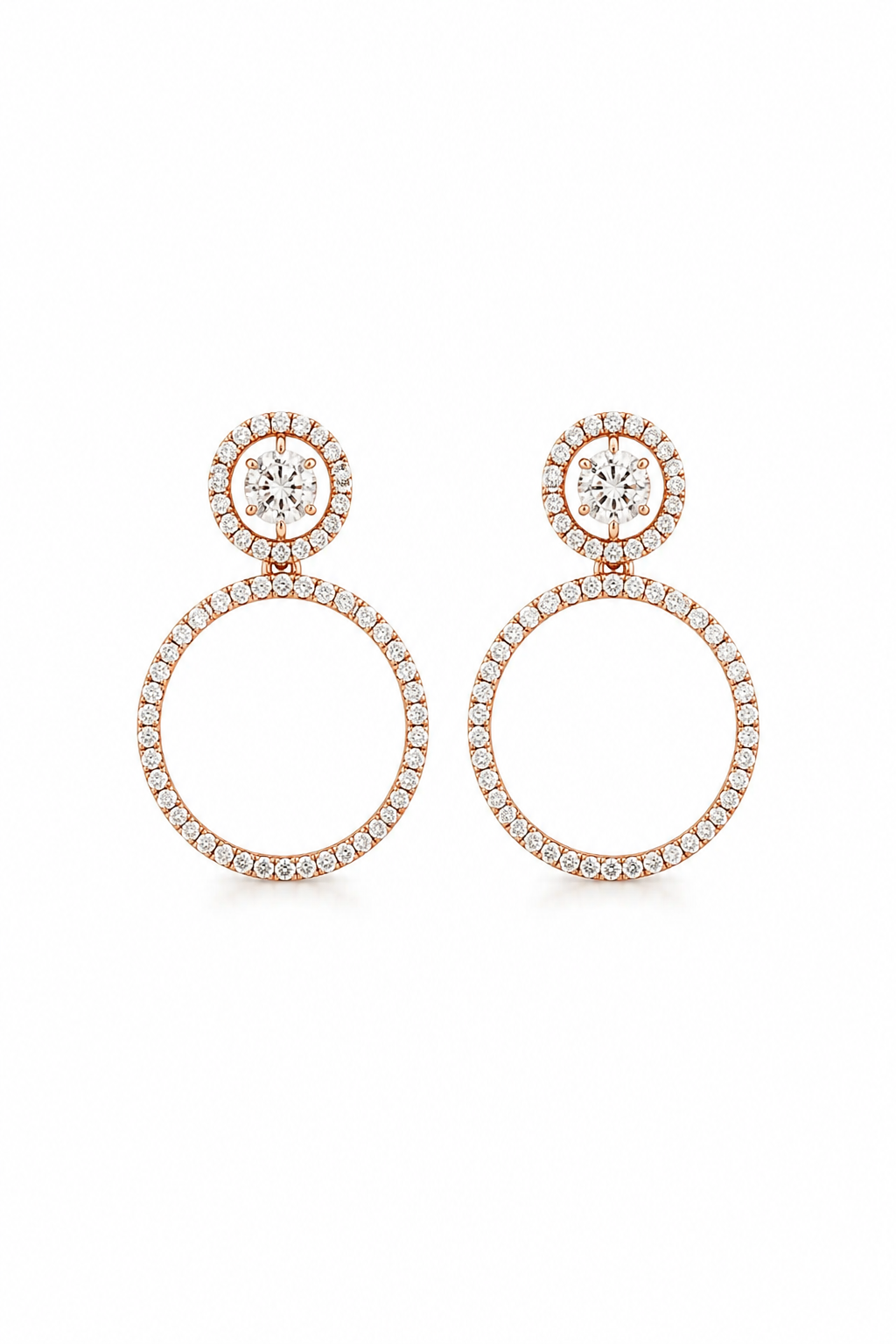 Buy 1 Get 1 Free - Double Circle CZ Drop Earrings