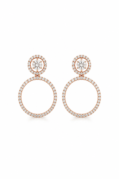 Buy 1 Get 1 Free - Double Circle CZ Drop Earrings