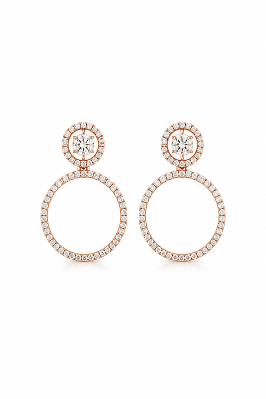 Buy 1 Get 1 Free - Double Circle CZ Drop Earrings