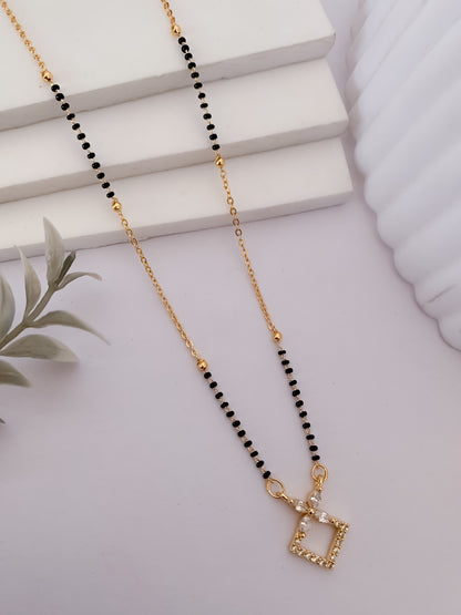 Buy 1 Get 1 Free - Minimal Diamond-Shaped CZ Mangalsutra Necklace (Black Beads Chain) - Mangalsutra - Belleza Jewels