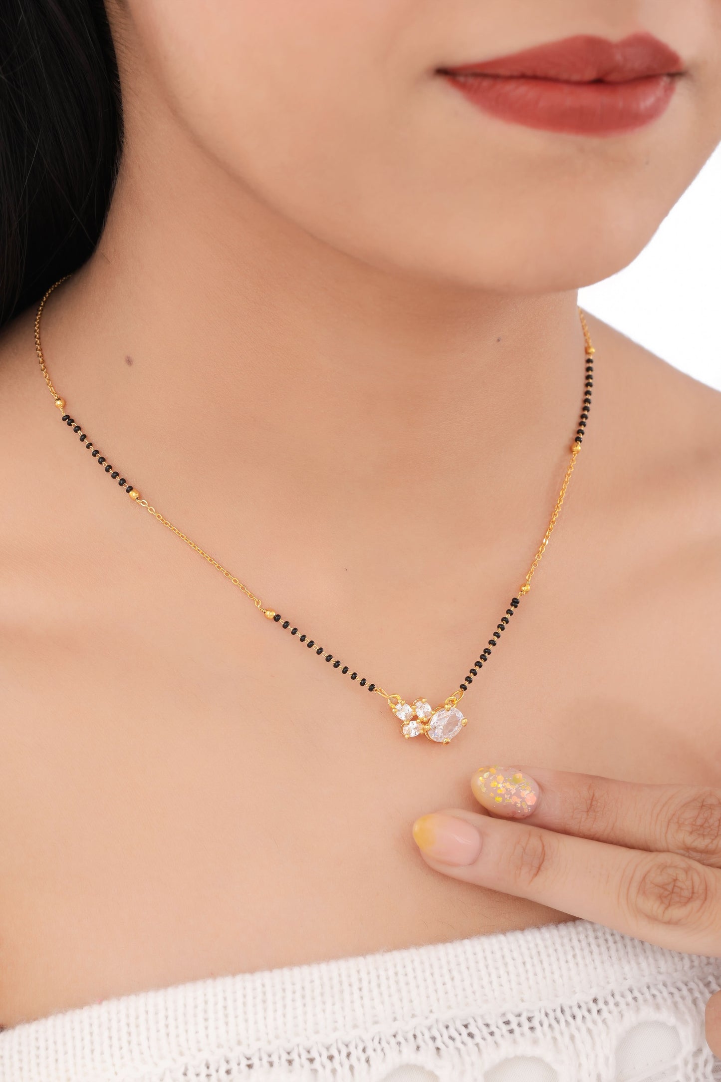 Buy 1 Get 1 Free  - American Diamond Gold Plated Fancy Chain Mangalsutra