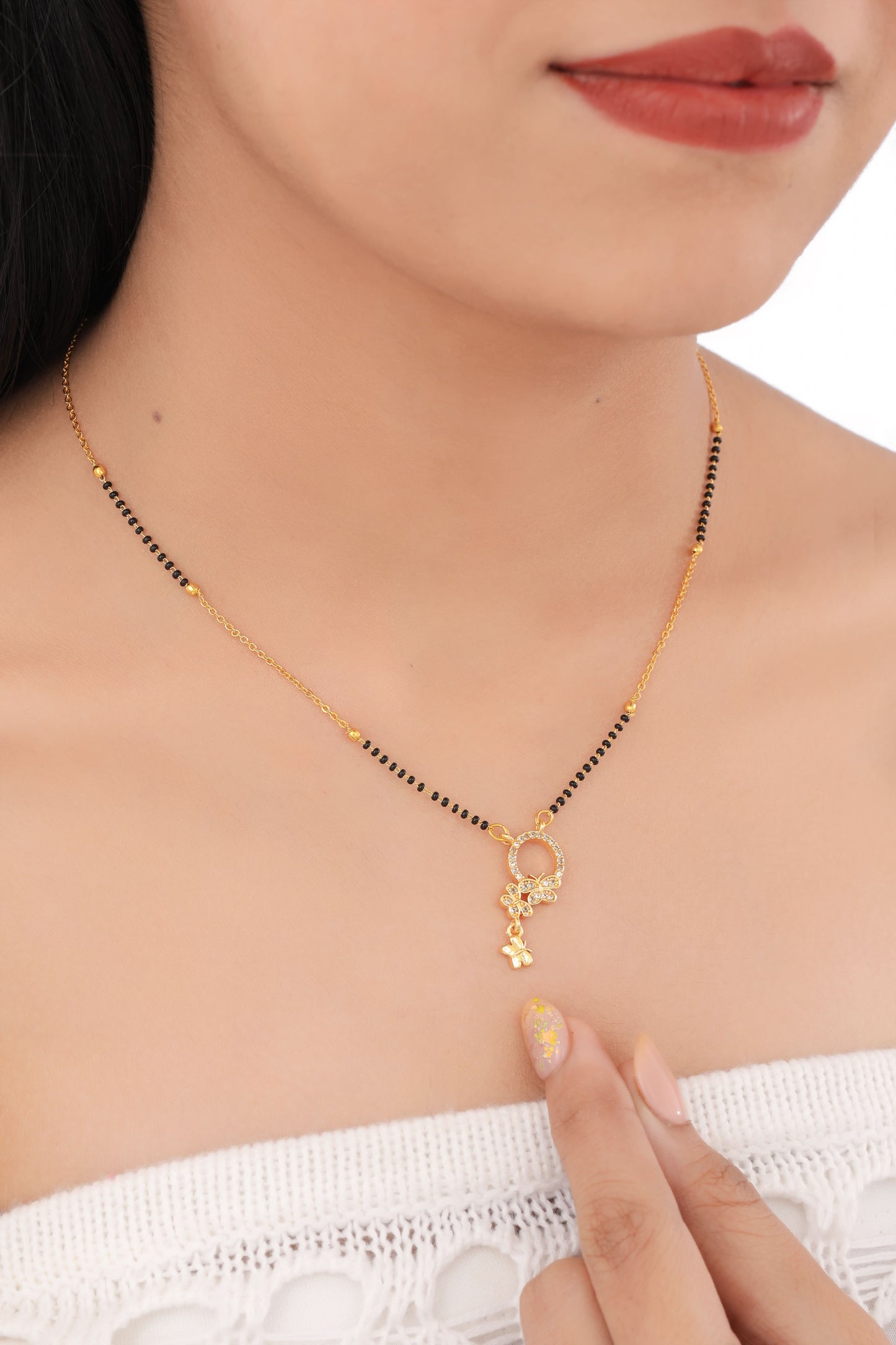 Buy 1 Get 1 Free  - American Diamond Fancy Gold Plated Mangalsutra