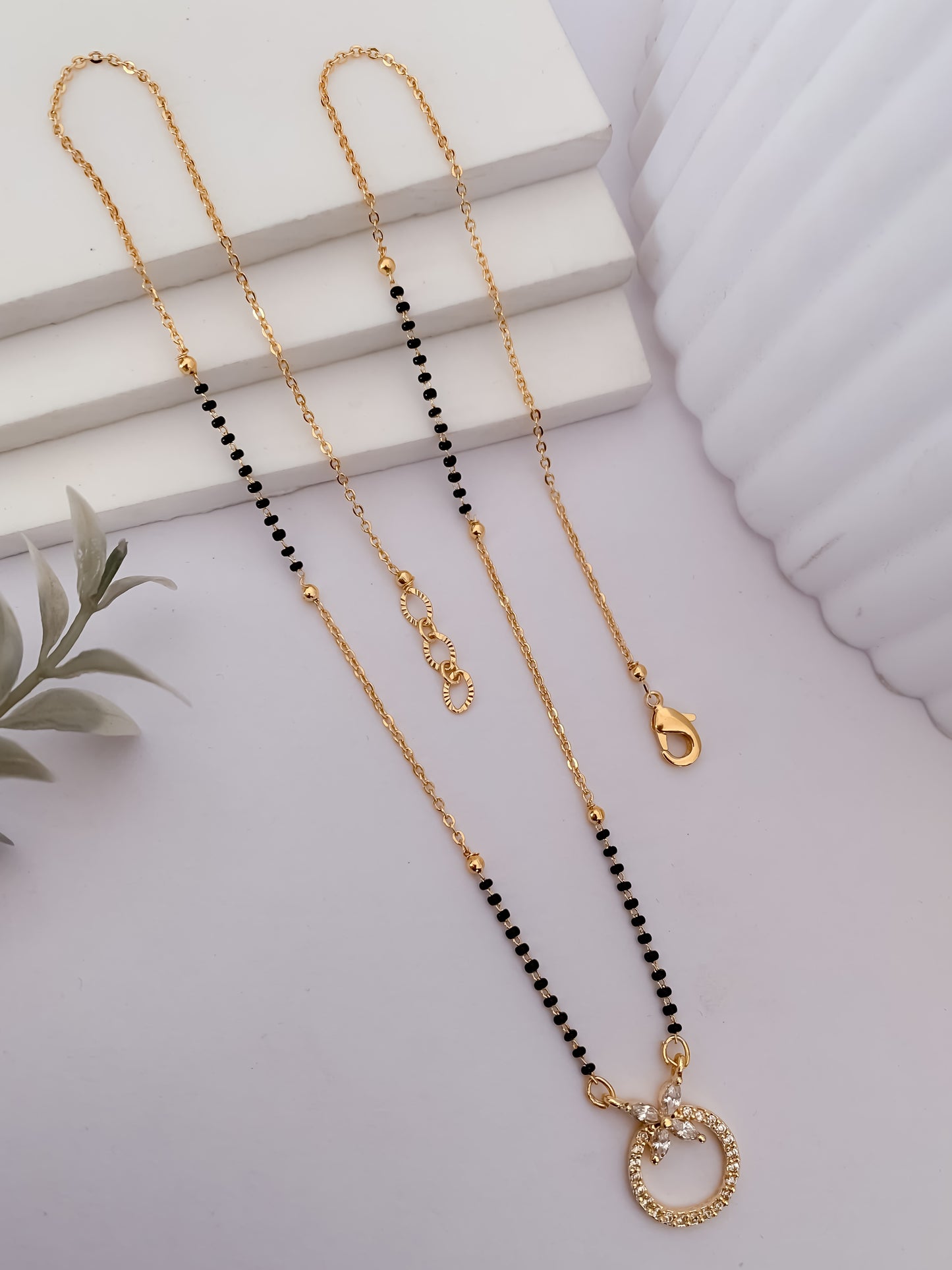 Buy 1 Get 1 Free  - American Diamond Round Shape Gold Fancy Mangalsutra - Mangalsutra - Belleza Jewels