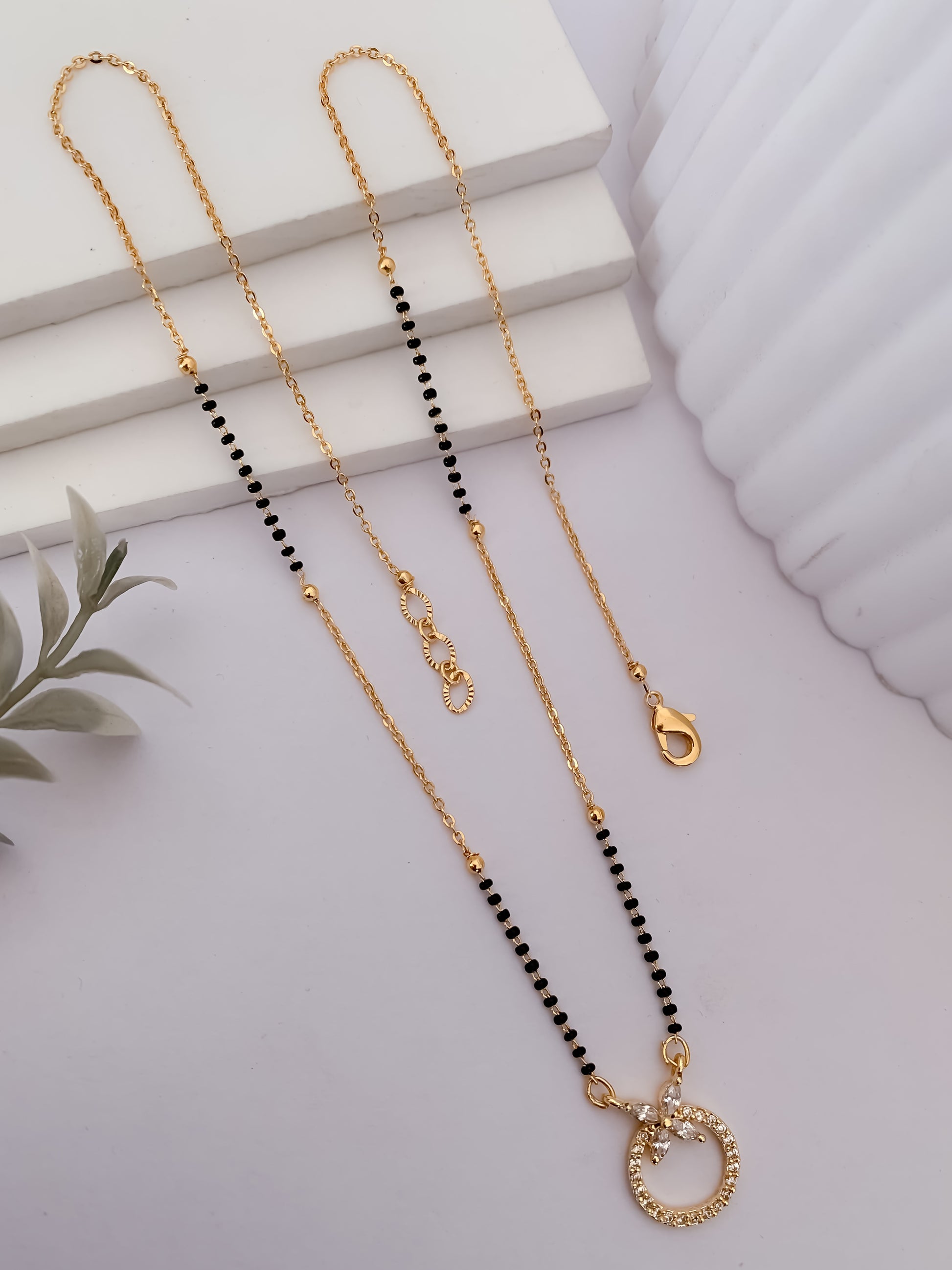 Buy 1 Get 1 Free  - American Diamond Round Shape Gold Fancy Mangalsutra - Mangalsutra - Belleza Jewels