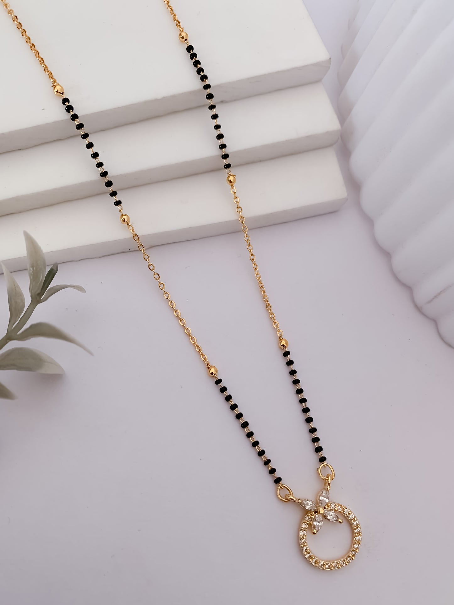 Buy 1 Get 1 Free  - American Diamond Round Shape Gold Fancy Mangalsutra - Mangalsutra - Belleza Jewels