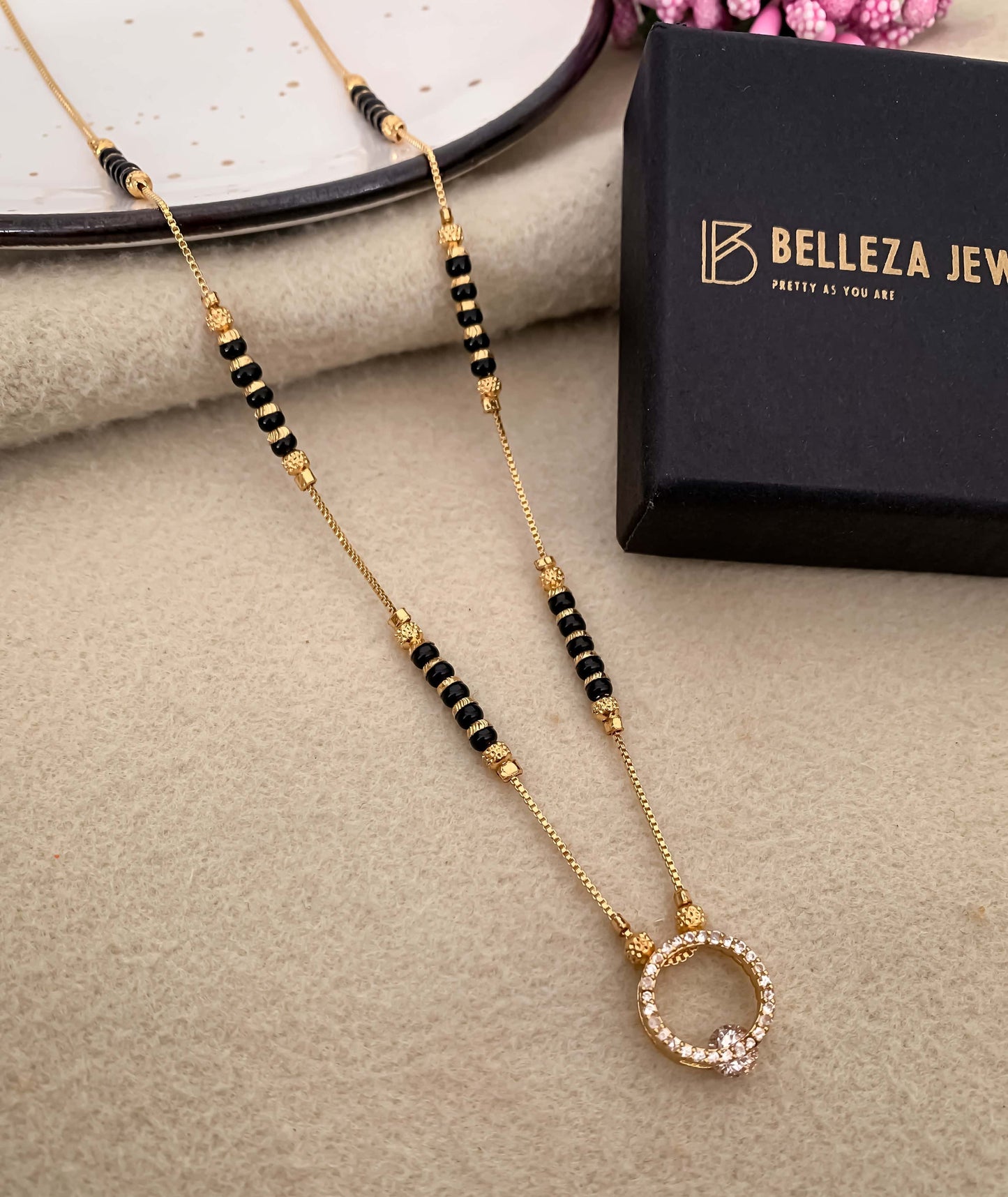 Buy 1 Get 1 Free American Diamond High Gold Plated Fancy Delicate Mangalsutra - Mangalsutra - Belleza Jewels