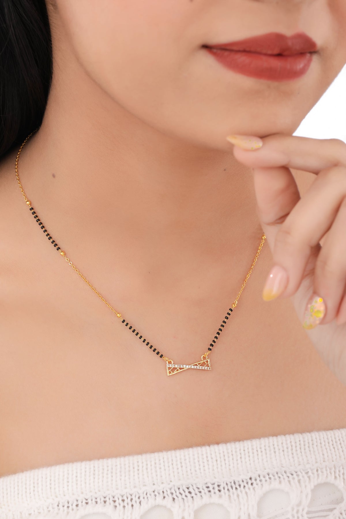 Buy 1 Get 1 Free  - American Diamond Gold Plated Delicate Mangalsutra - Mangalsutra - Belleza Jewels