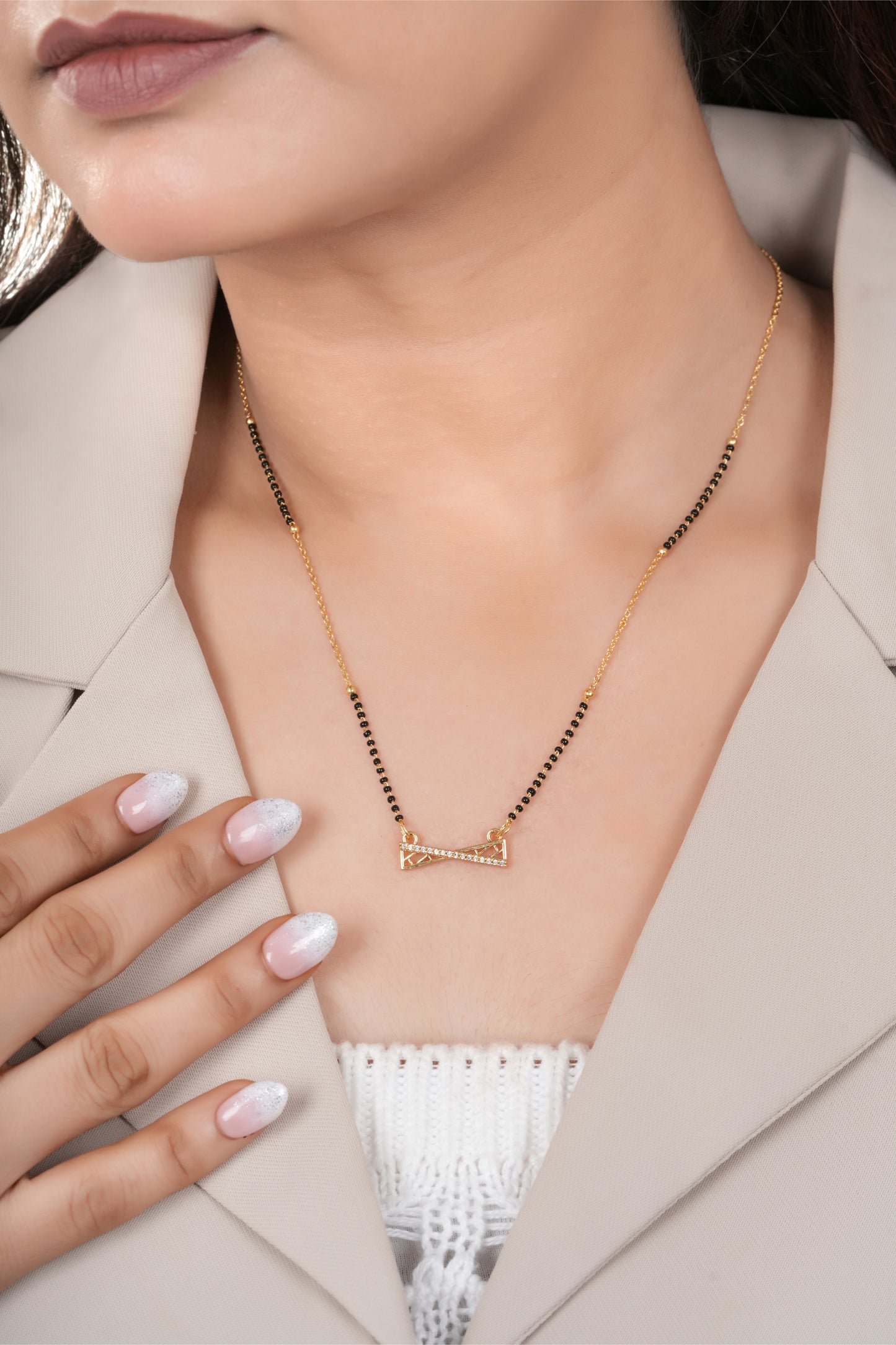 American Diamond Gold Plated Delicate Mangalsutra