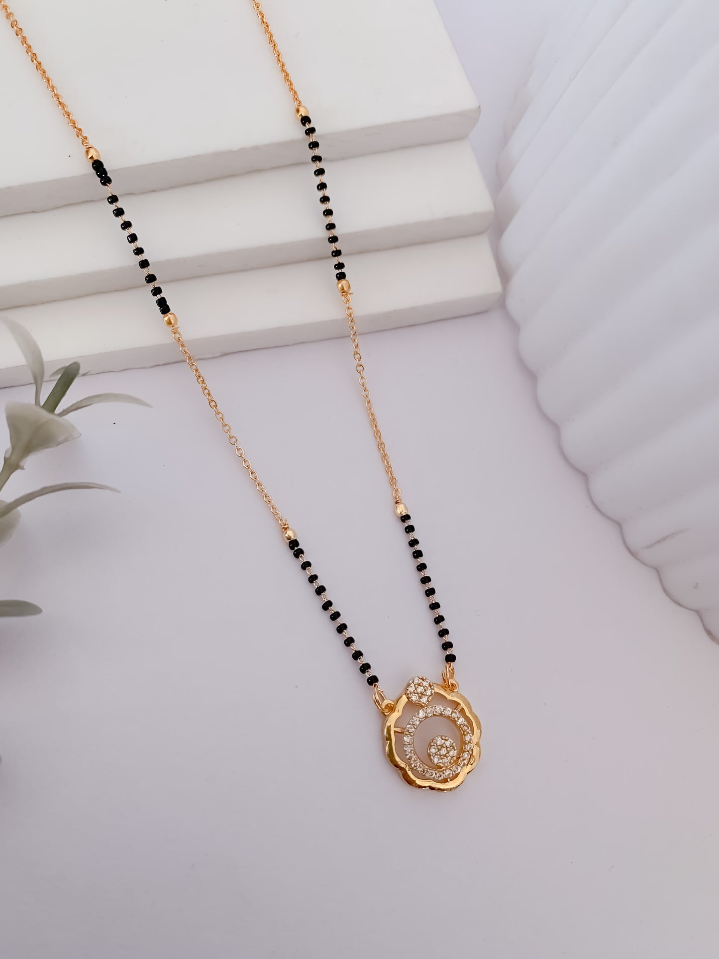 Buy 1 Get 1 Free  -Elegant Floral Sparkle Mangalsutra - Mangalsutra - Belleza Jewels