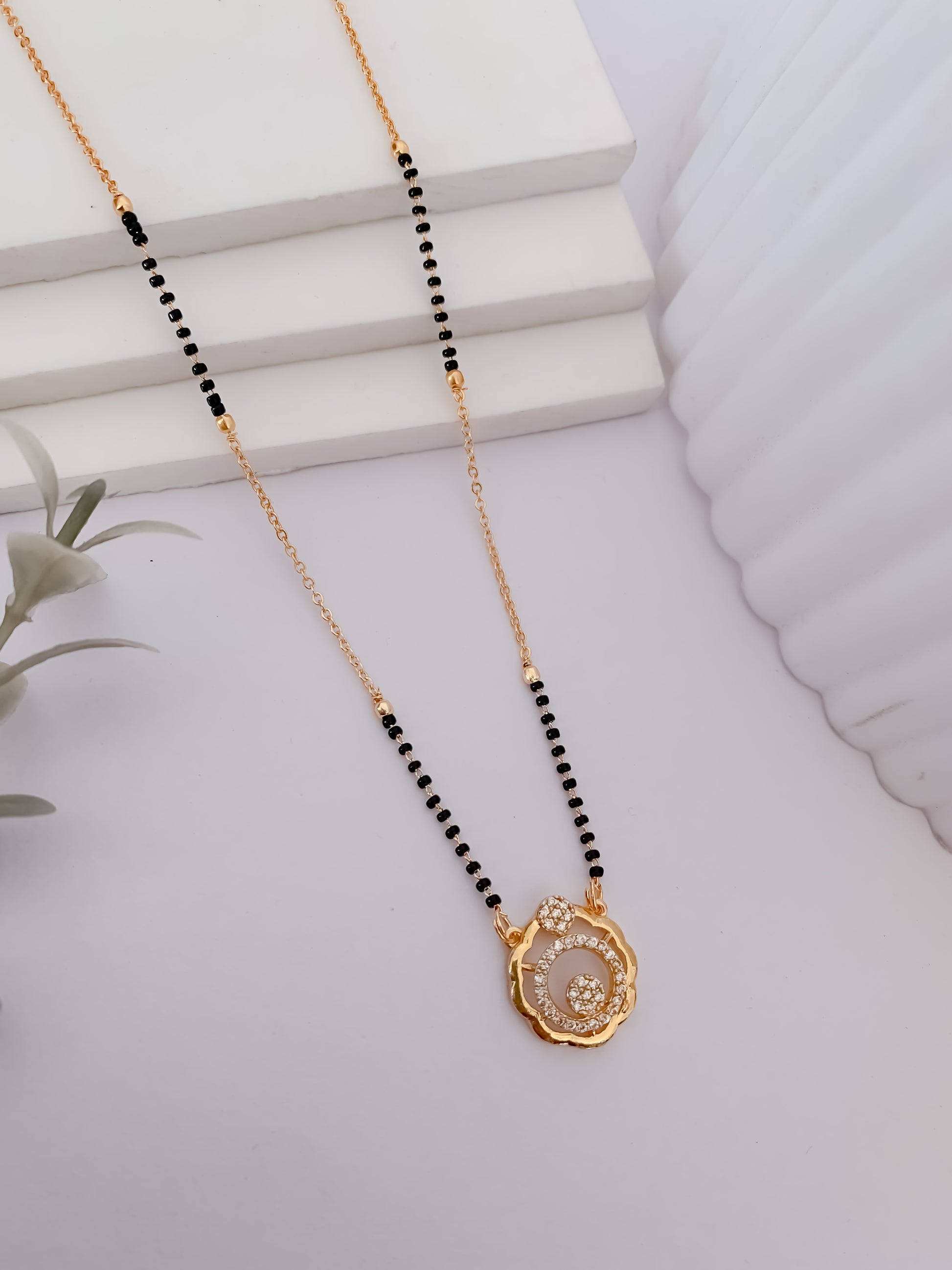 Buy 1 Get 1 Free  -Elegant Floral Sparkle Mangalsutra - Mangalsutra - Belleza Jewels