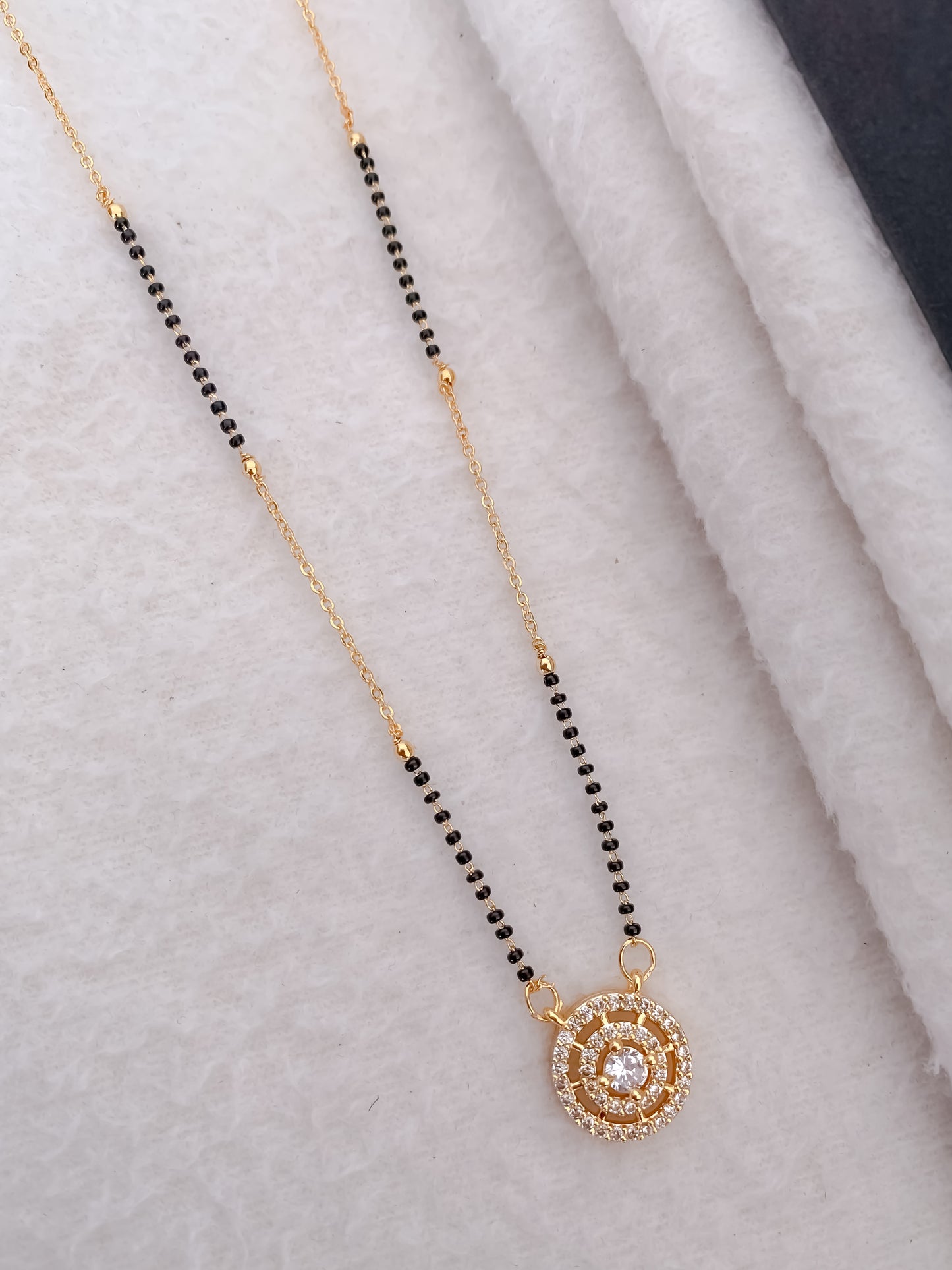 Buy 1 Get 1 Free  -Fancy American Diamond Gold Plated Mangalsutra