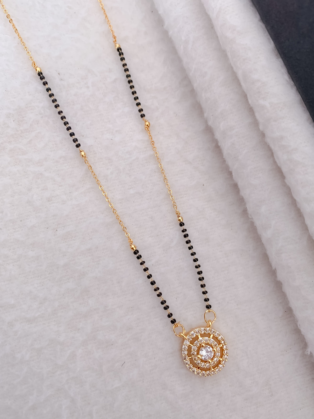 Buy 1 Get 1 Free  -Fancy American Diamond Gold Plated Mangalsutra - Mangalsutra - Belleza Jewels