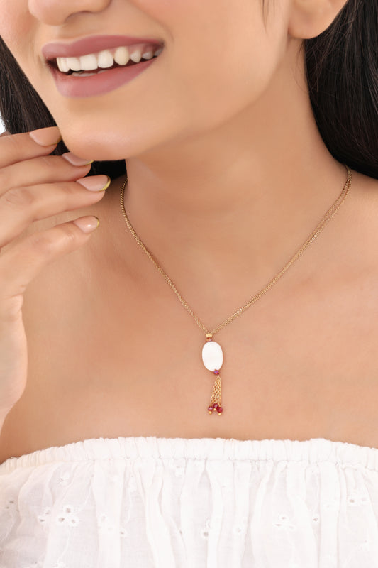 High Gold white Ovel Beads Hanging Fancy Steel Chain