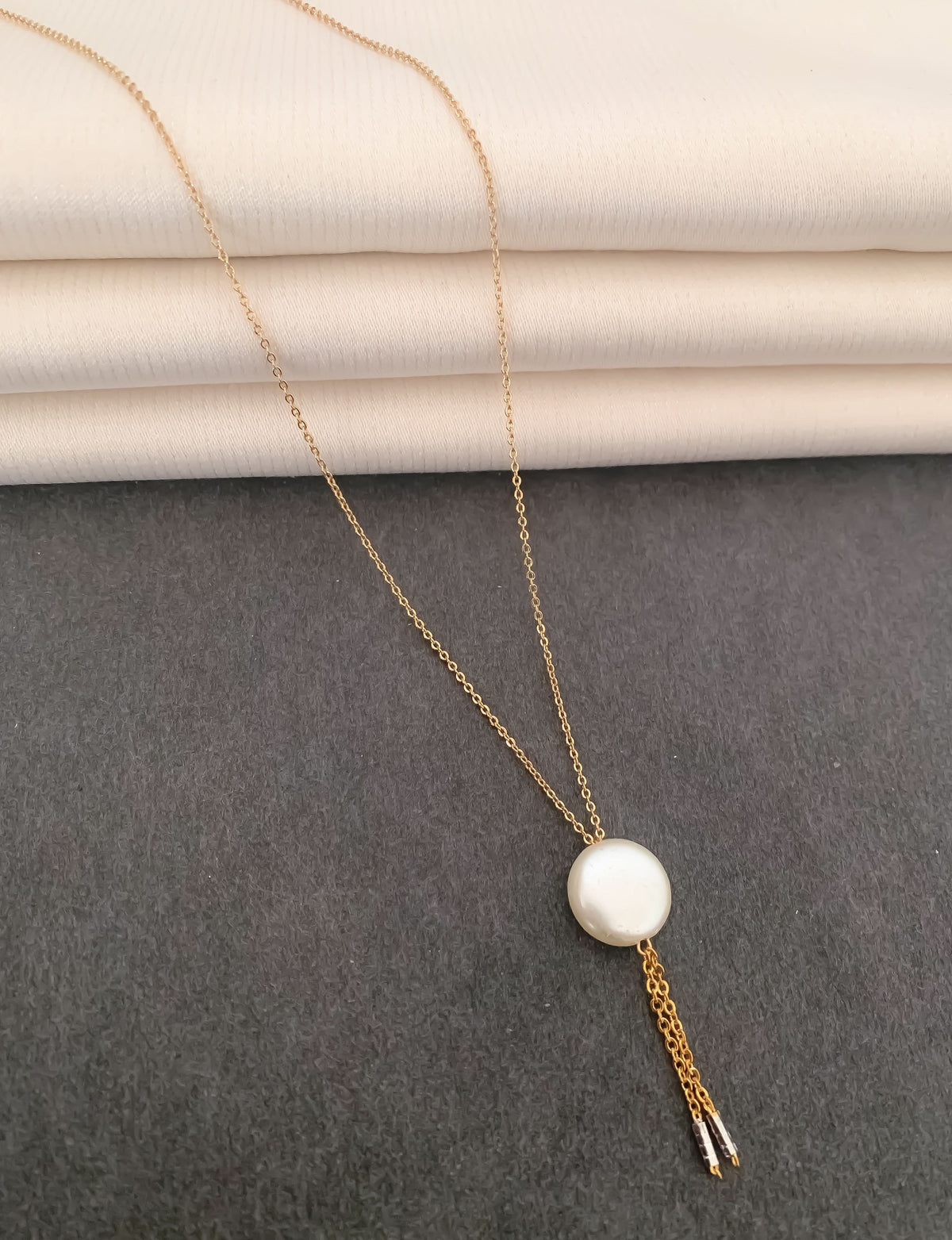 High Gold white Round Shape Beads Hanging Fancy Steel Chain - Chain Pendal - Belleza Jewels
