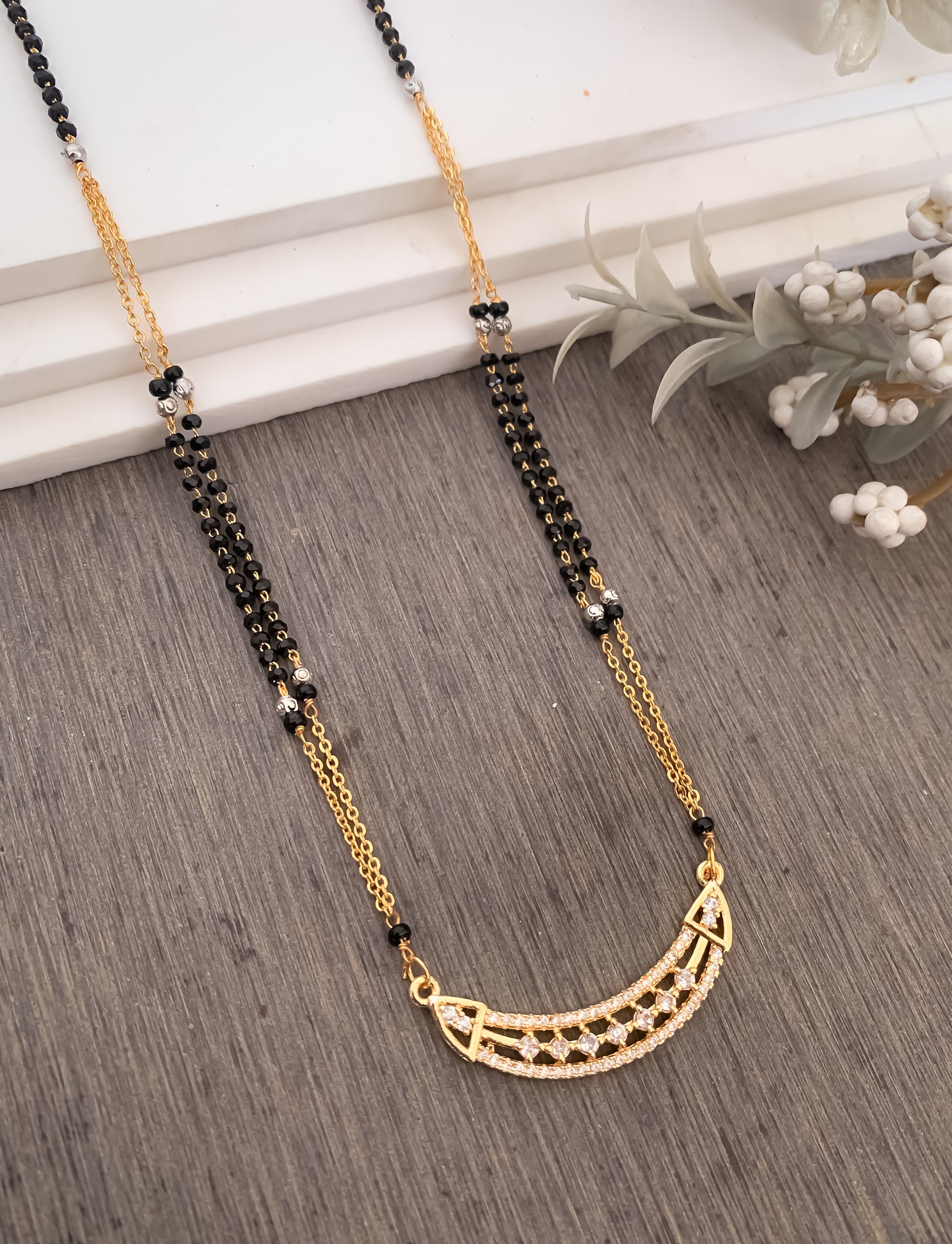 BUY 1 GET 1 FREE - American Diamond Fancy High Gold Delicate Mangalsutra - Mangalsutra - Belleza Jewels