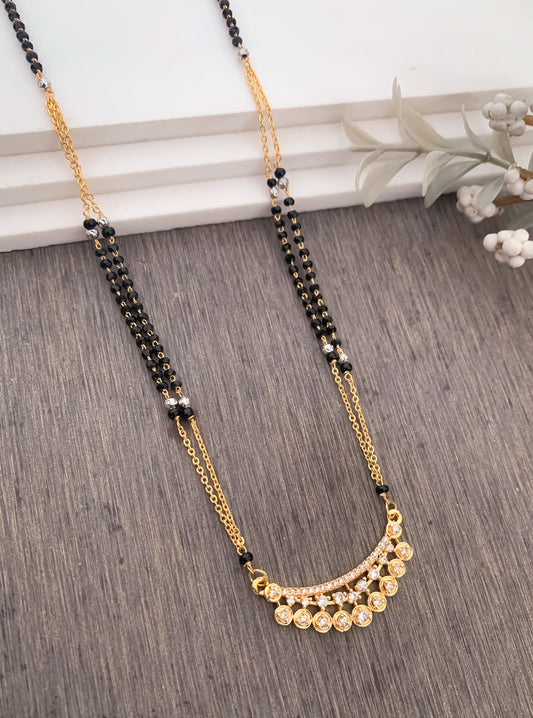 BUY 1 GET 1 Free- American Diamond Golden Original gold look design Mangalsutra - Mangalsutra - Belleza Jewels