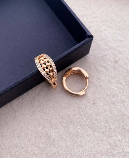 BUY 1 GET 1 FREE -American Diamond Rose Gold Plated Delicate earring Bali - Earrings - Belleza Jewels