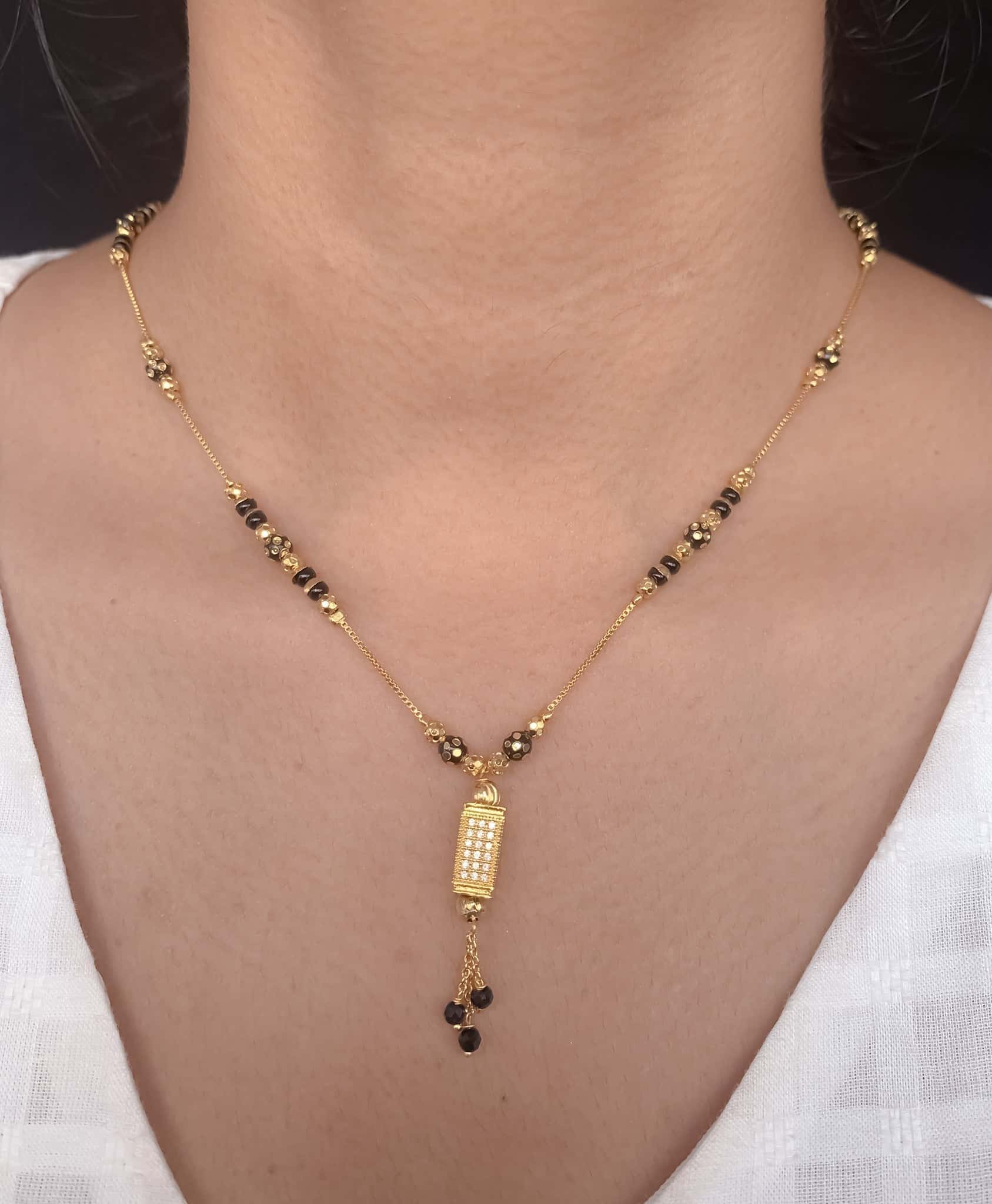 Buy 1 Get 1 Free-American Diamond High Gold Plated Fancy Delicate Mangalsutra - Mangalsutra - Belleza Jewels