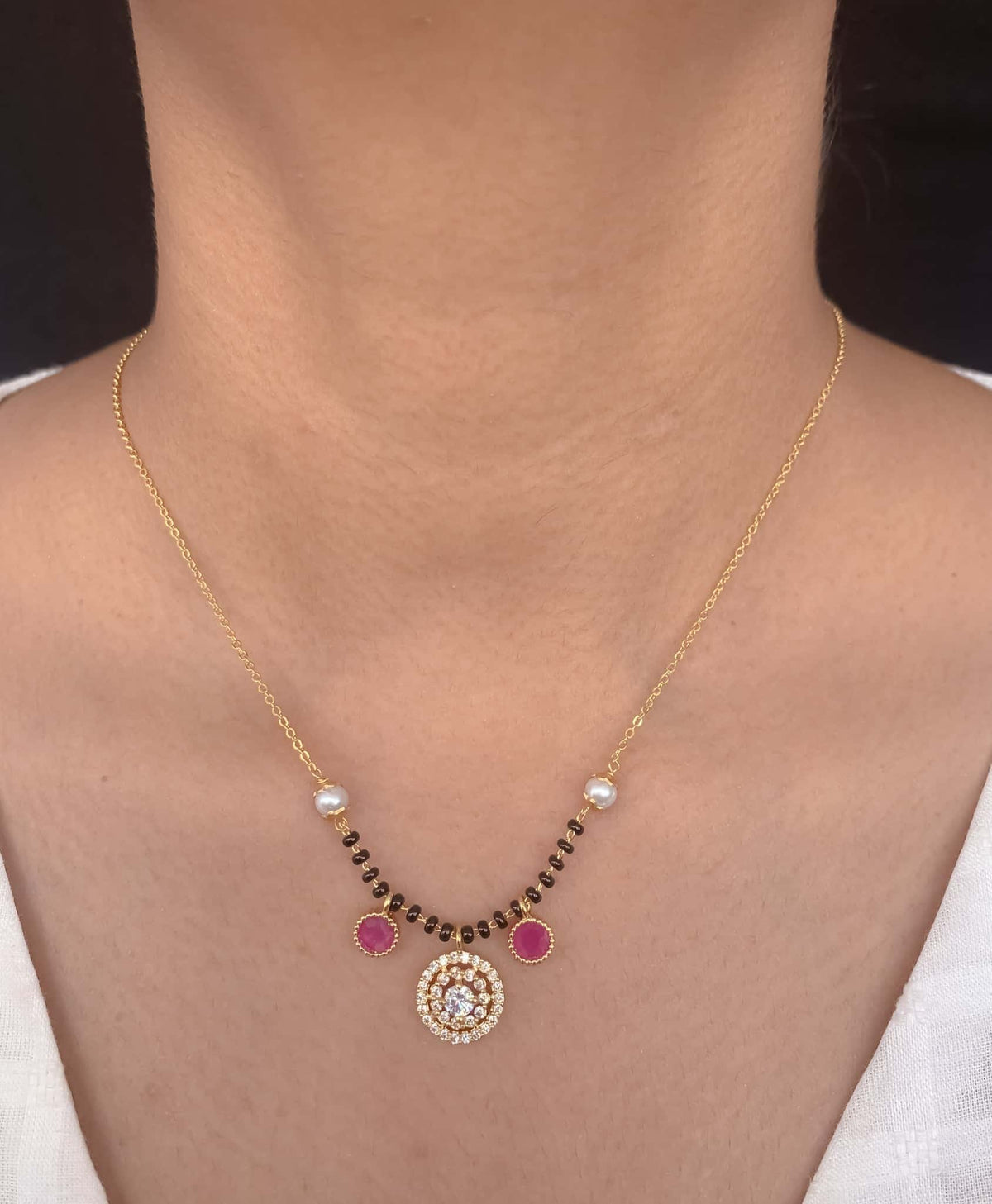Buy 1 Get 1 Free American Diamond High Gold Plated Fancy Delicate Mangalsutra - Mangalsutra - Belleza Jewels