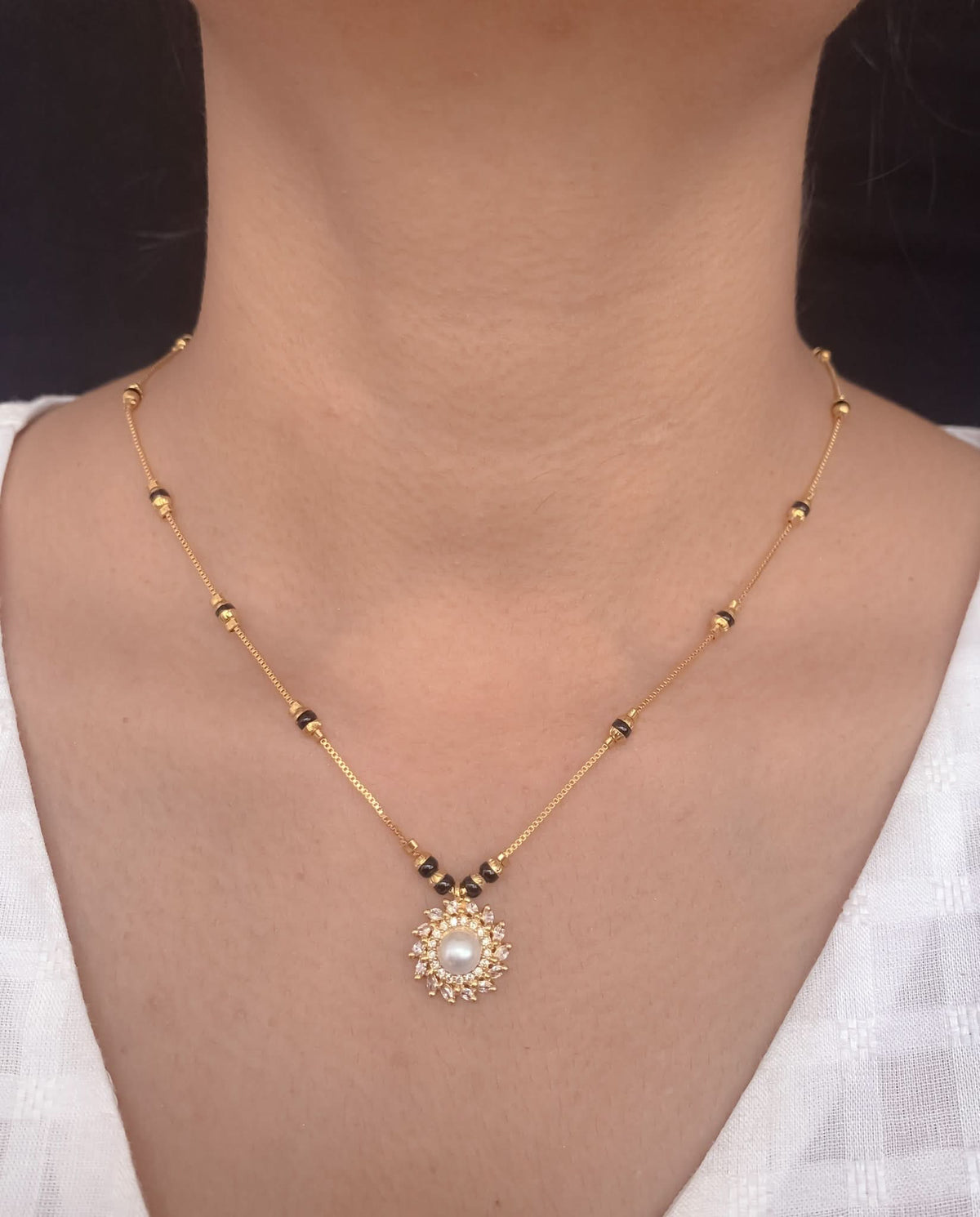 Buy 1 Get 1 Free American Diamond High Gold Plated Fancy Delicate Mangalsutra - Mangalsutra - Belleza Jewels