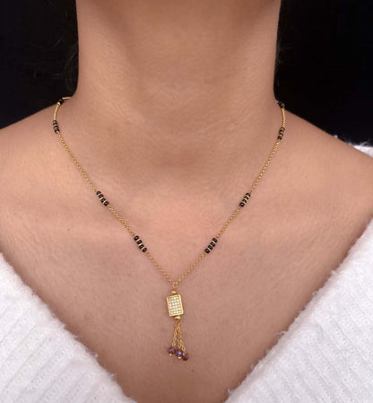 Buy 1 Get 1 Free American Diamond High Gold Plated Fancy Delicate Mangalsutra - Mangalsutra - Belleza Jewels