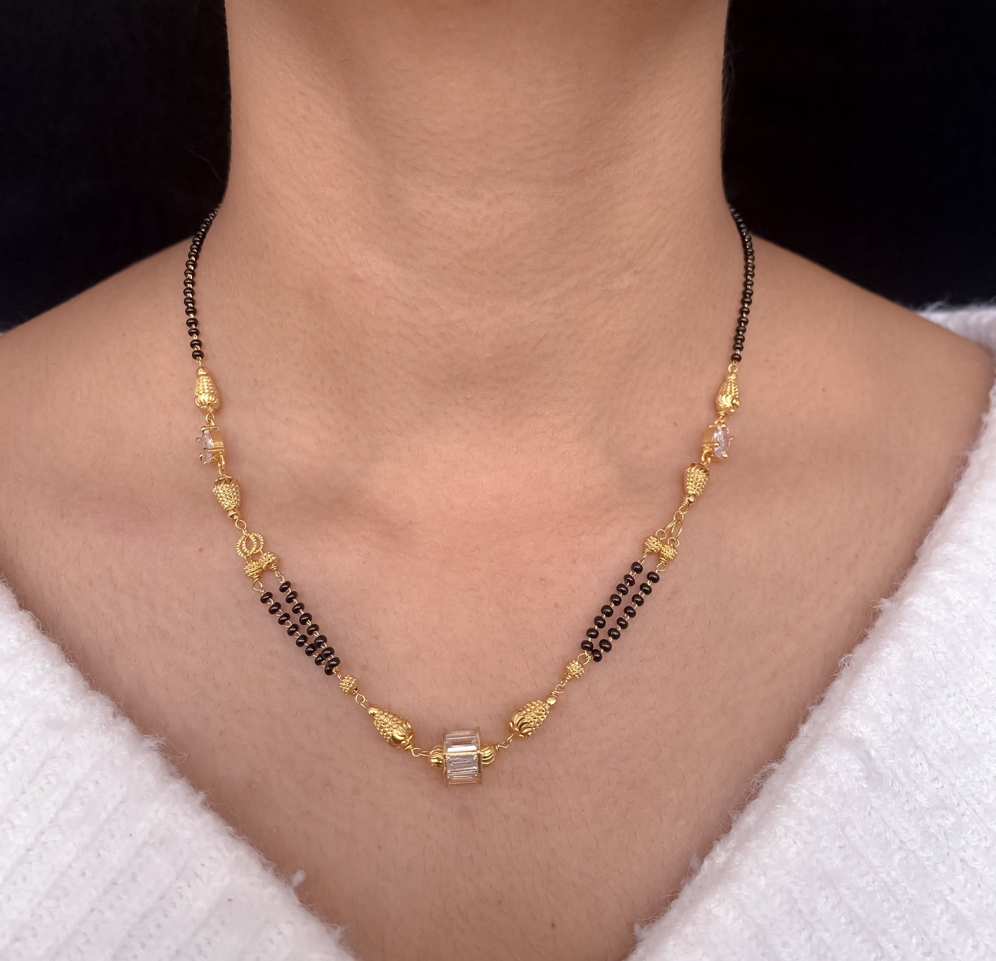 Buy 1 Get 1 Free American Diamond High Gold Plated Fancy Delicate Mangalsutra - Mangalsutra - Belleza Jewels