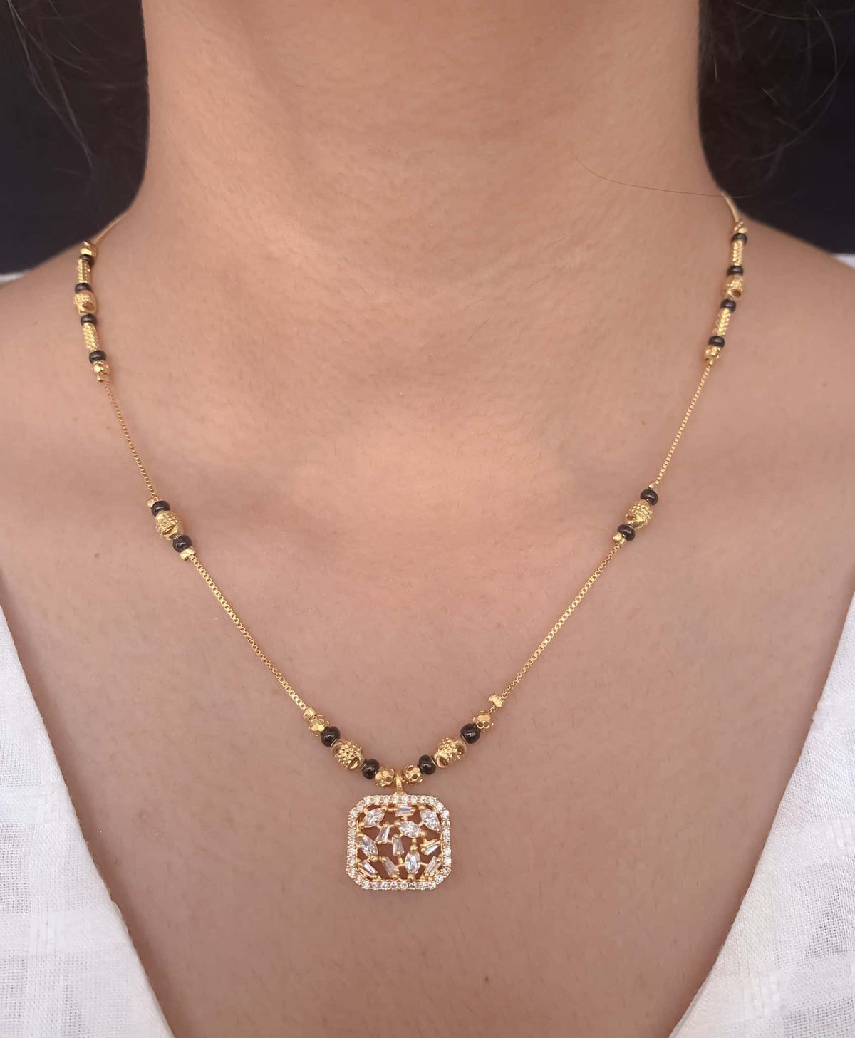 Buy 1 Get 1 Free American Diamond High Gold Plated Fancy Delicate Mangalsutra - Mangalsutra - Belleza Jewels