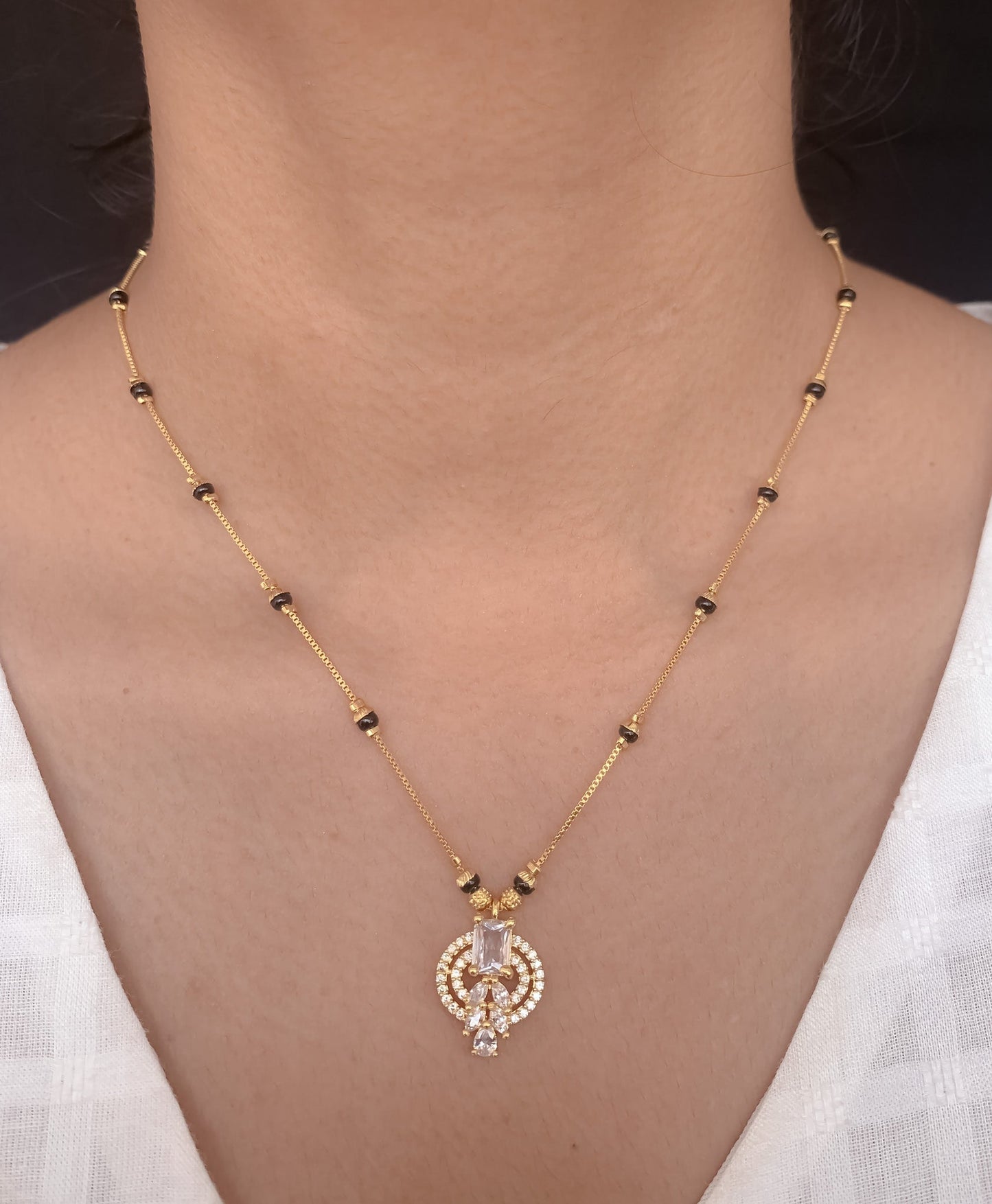 Buy 1 Get 1 Free American Diamond High Gold Plated Fancy Delicate Mangalsutra