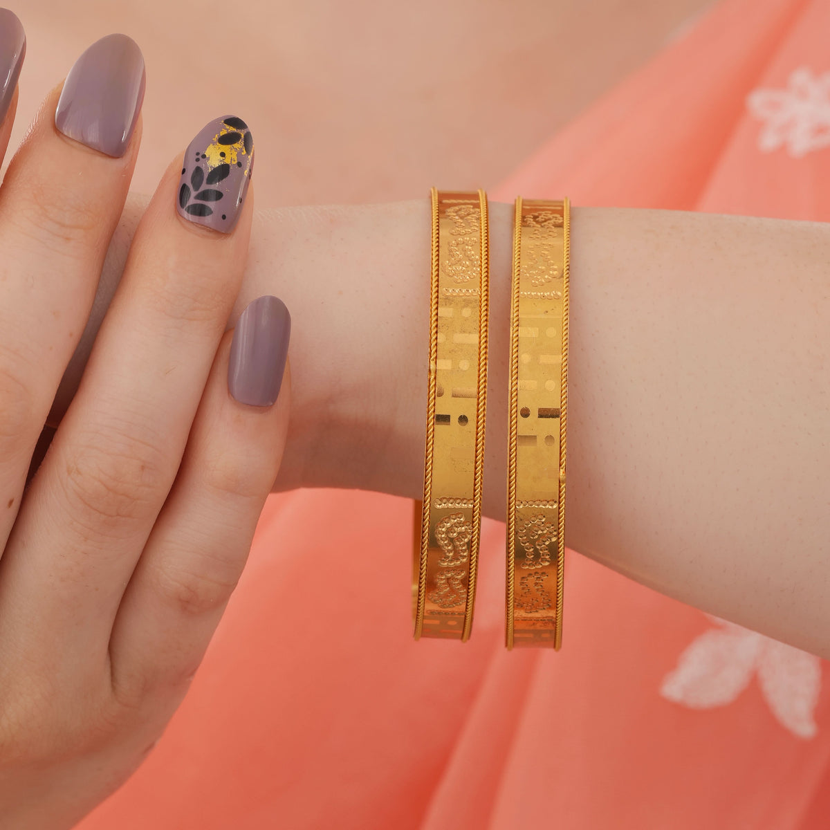 Padmavati Bangles (Set of 2) – Gold-Plated Traditional Design | Buy 1 Get 1 FREE - Bangles - Belleza Jewels