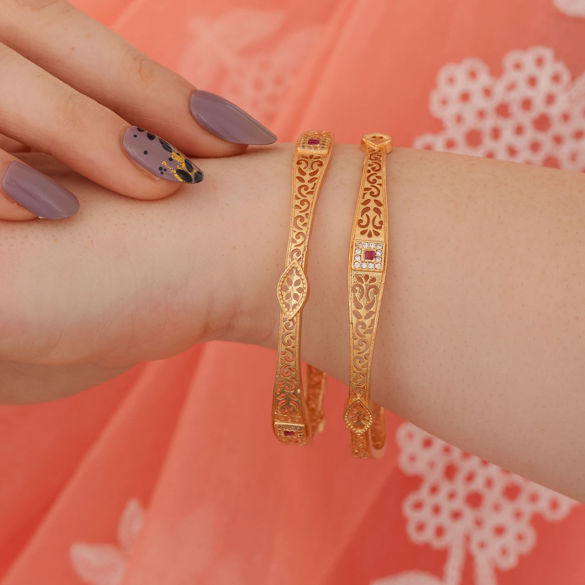 Buy 1 Get 1 Free - Gayatri Bangles(set of 2 ) - Bangles - Belleza Jewels