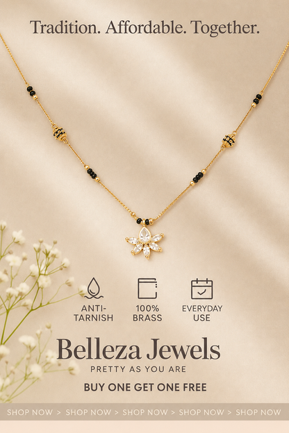 Buy 1 Get 1 Free - Minimal Star Charm Mangalsutra with Black Beads