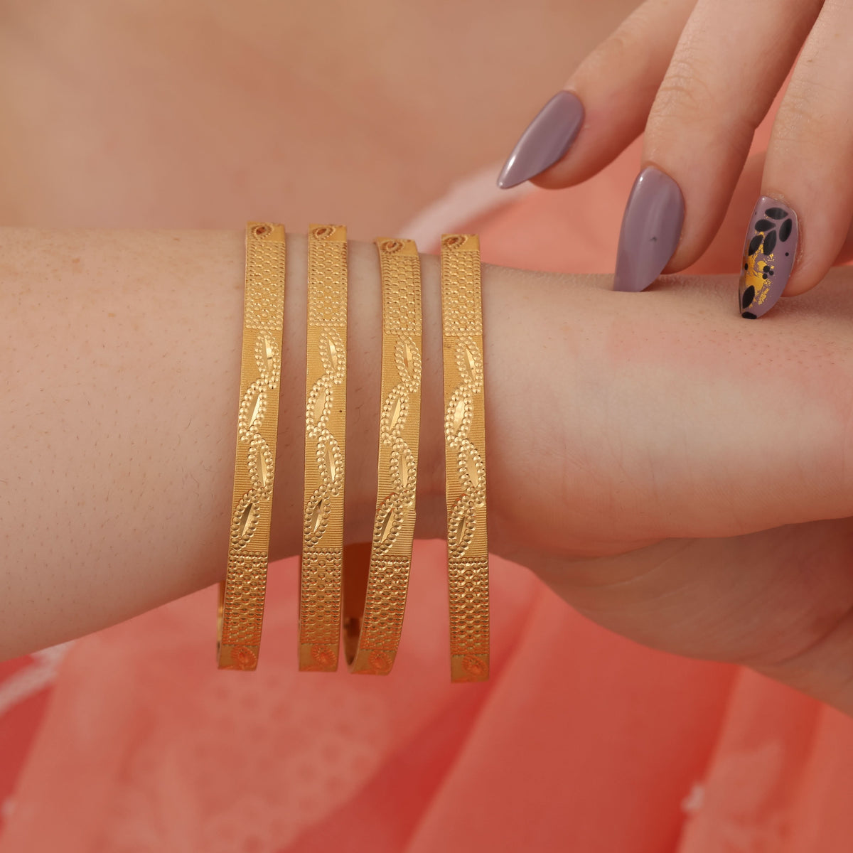Buy 1 Get 1 Free - Vidhi Bangles ( set of 4 ) - Bangles - Belleza Jewels