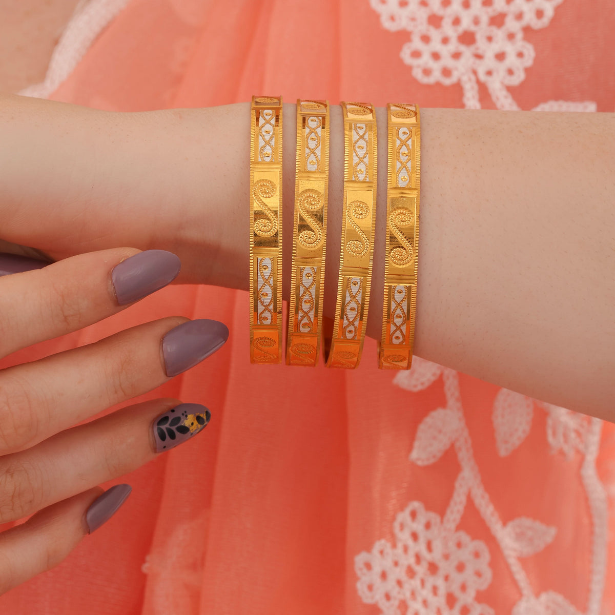 Buy 1 Get 1 Free - Bhavna Bangles ( set of 4 ) - Bangles - Belleza Jewels