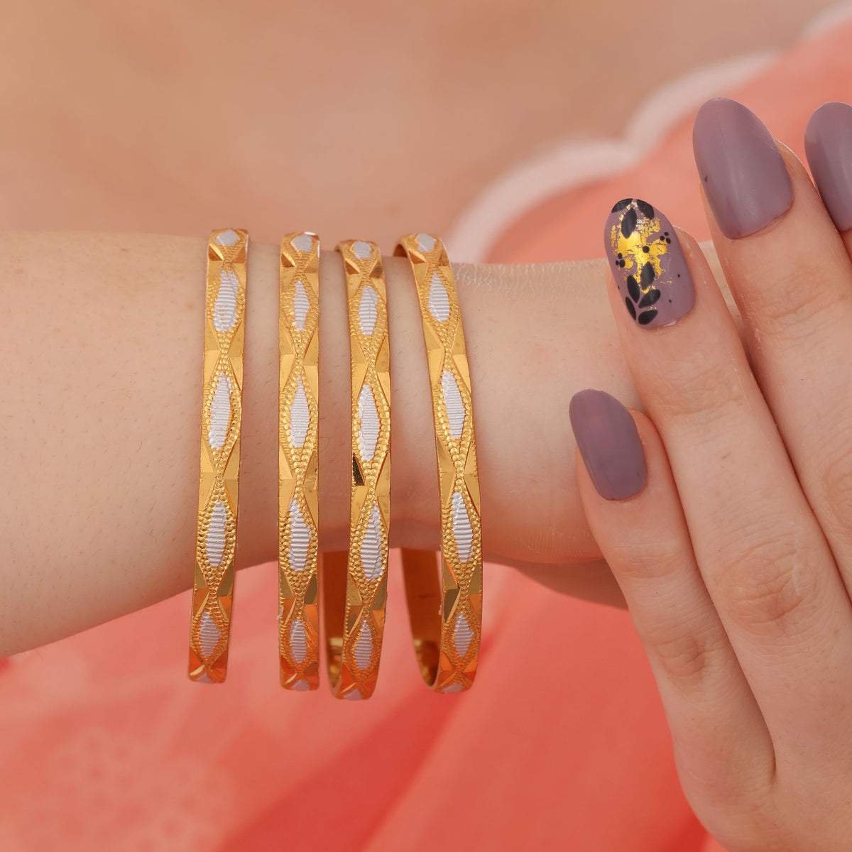 Buy 1 Get 1 Free -Pooja Bangles ( set of 4 ) - Bangles - Belleza Jewels
