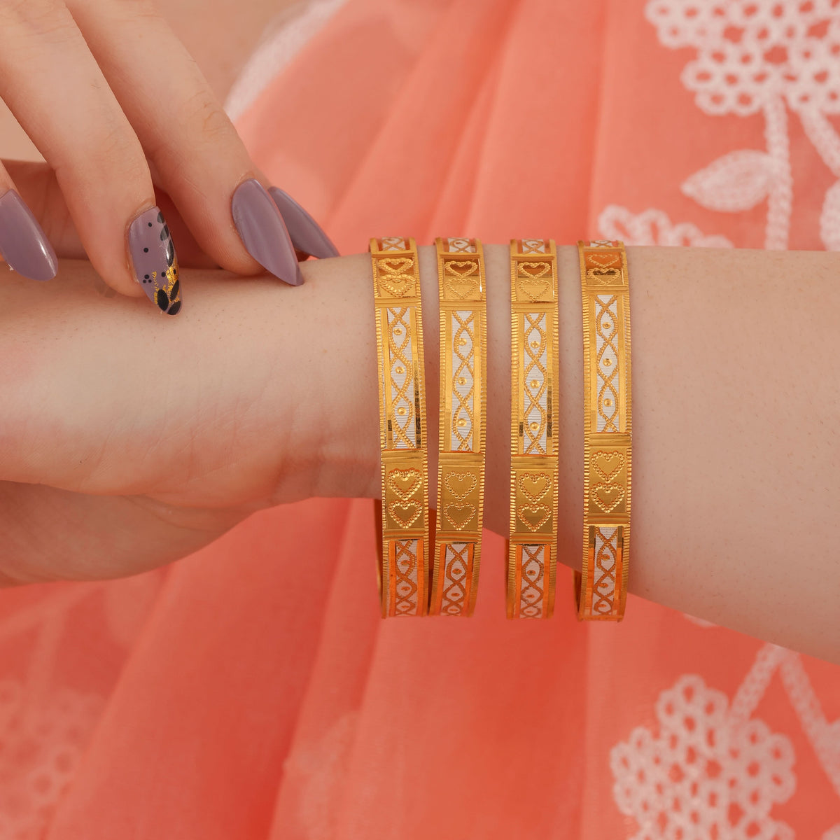 Buy 1 Get 1 Free -Priya Bangles ( set of 4 ) - Bangles - Belleza Jewels