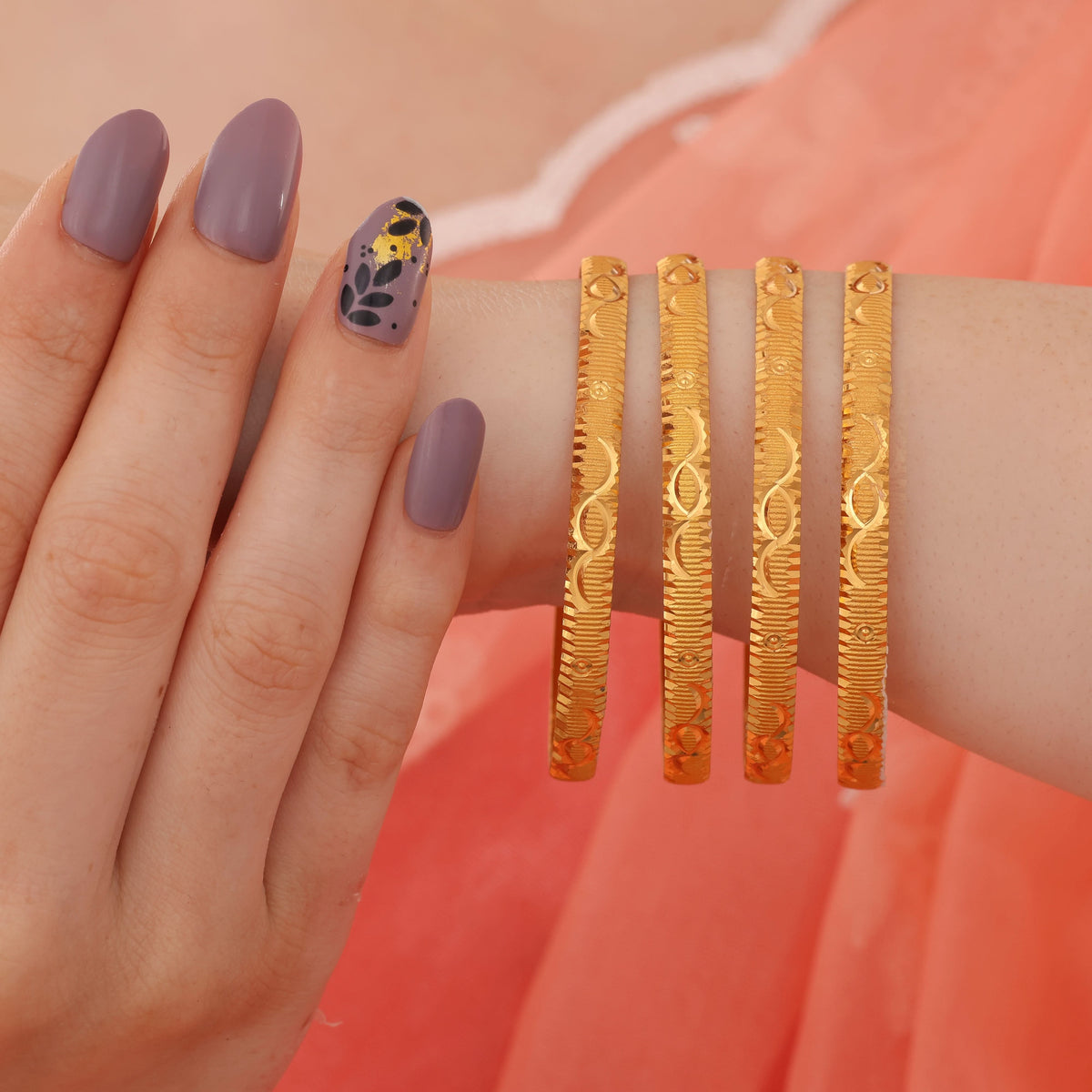 Buy 1 Get 1 Free -Radhika Bangles ( set of 4 ) - Bangles - Belleza Jewels