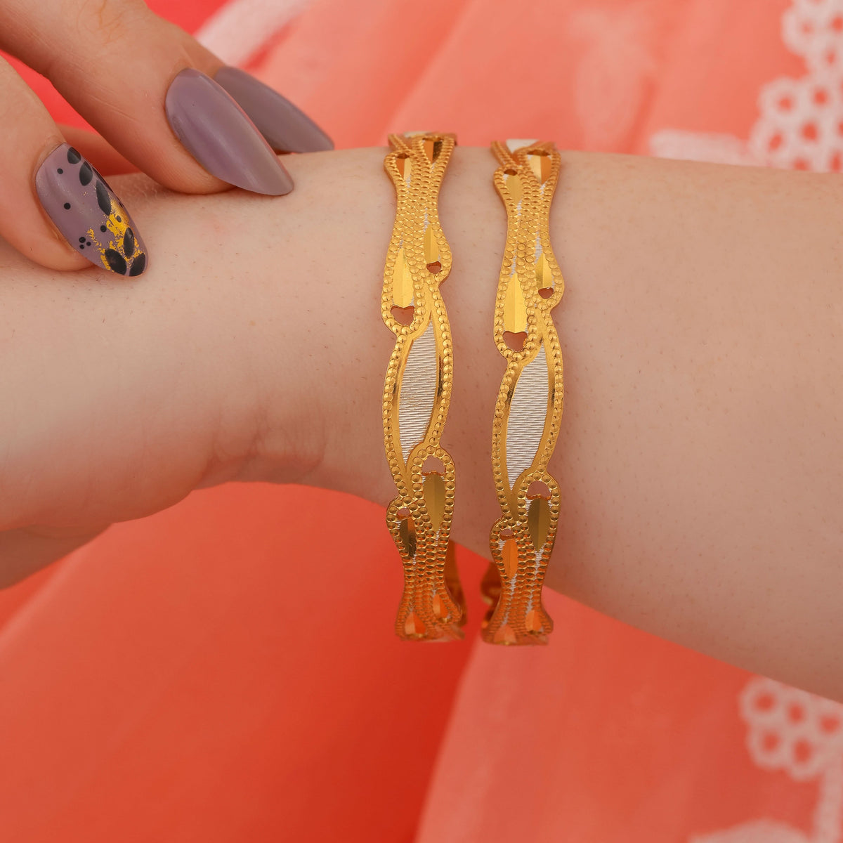 Buy 1 Get 1 Free -Dhruvisha Bangles ( set of 2 ) - Bangles - Belleza Jewels