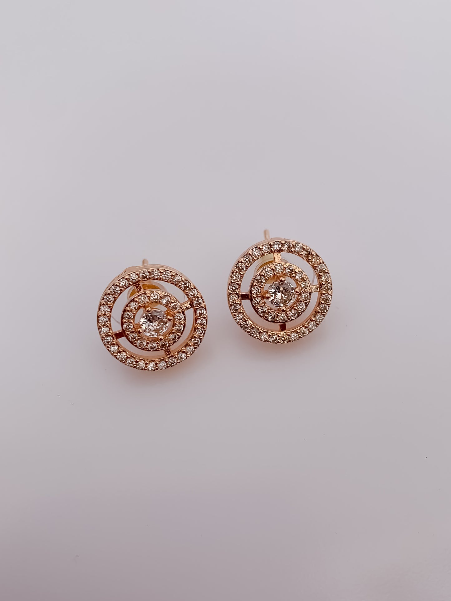 Rose Gold Concentric Circle Crystal Pendant Set for Women