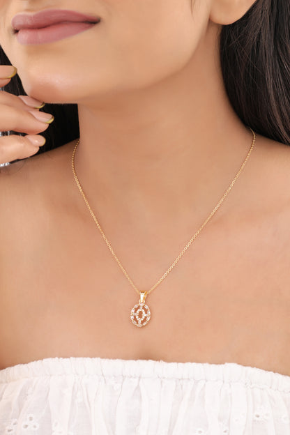 American Diamond Fancy High Gold Chain Pendant