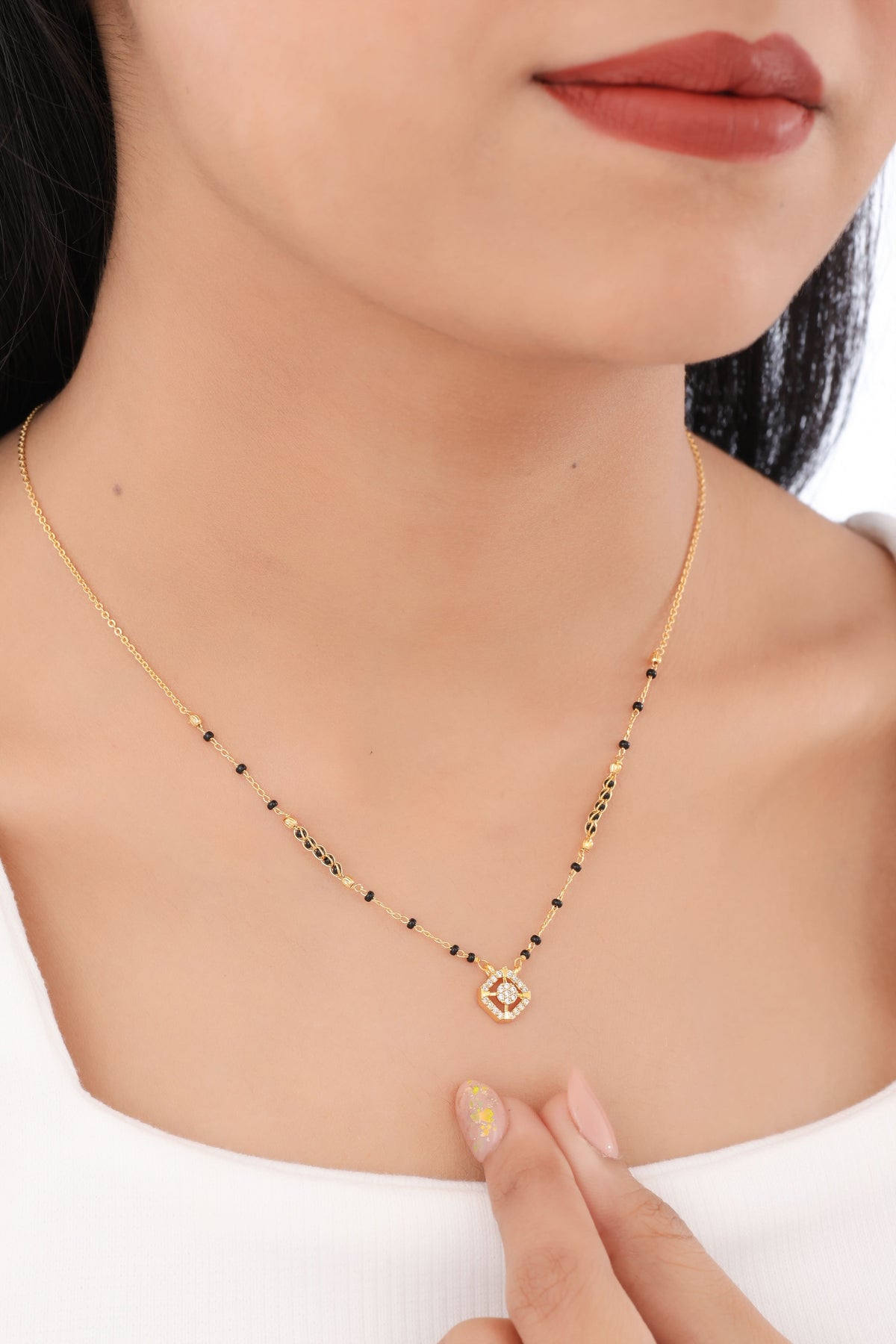Buy 1 Get 1 Free - Diamond Square Sparkle Mangalsutra - Mangalsutra - Belleza Jewels