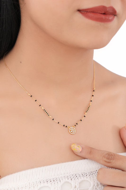 Buy 1 Get 1 Free - American Diamond Gold Plated Fancy Round Shape Mangalsutra