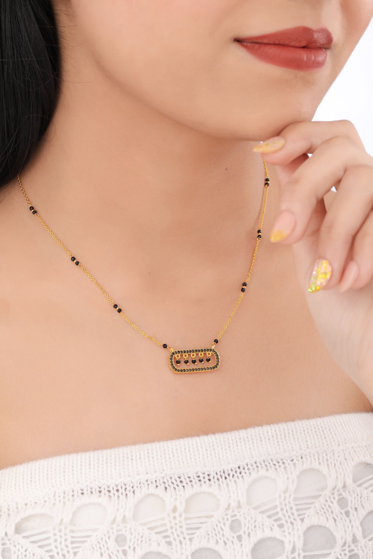 Buy 1 Get 1 Free - American Diamond Gold Fancy Delicate Mangalsutra