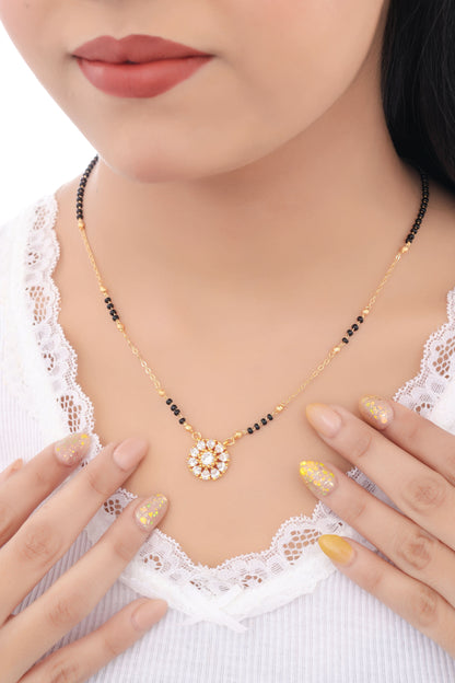 Buy 1 Get 1 Free - American Diamond Fancy Gold Plated Delicate Mangalsutra