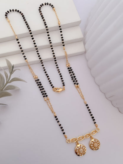 Buy 1 Get 1 Free - Dual Crystal Disc Minimal Mangalsutra Necklace - Mangalsutra - Belleza Jewels