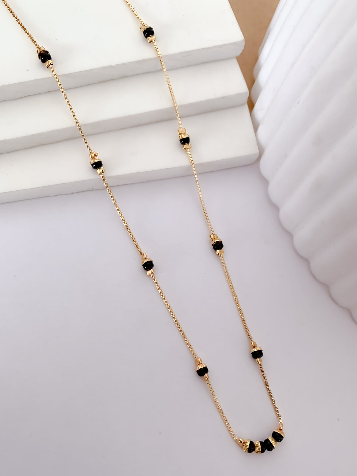 Buy 1 Get 1 Free - Slim Black Bead Minimal Mangalsutra - Mangalsutra - Belleza Jewels