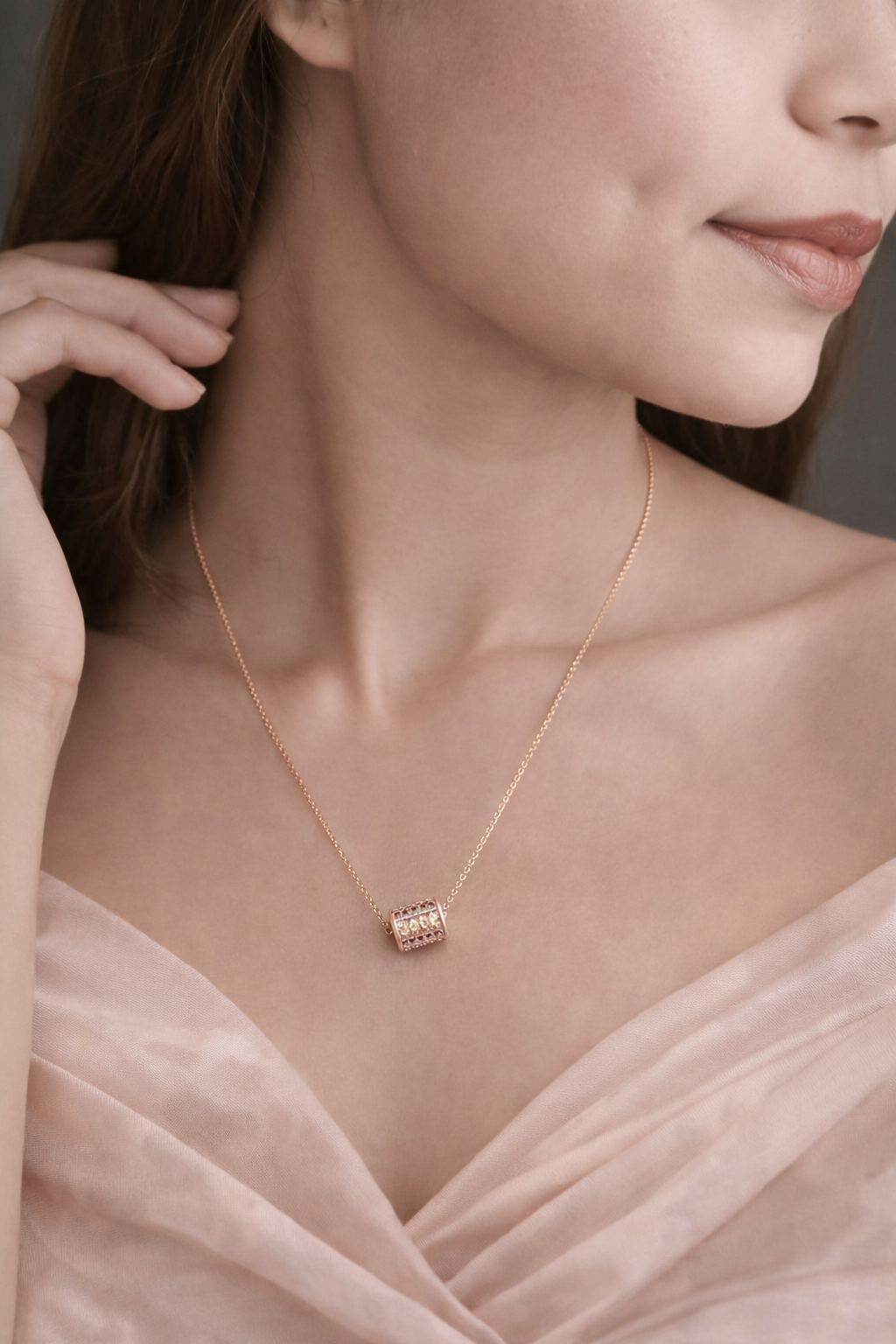 American DIamond Rose Gold Fancy Chain Pendant - Chain Pendant - Belleza Jewels