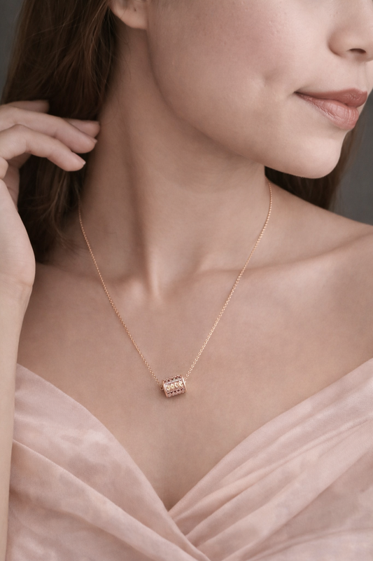 American DIamond Rose Gold Fancy Chain Pendant - Chain Pendant - Belleza Jewels